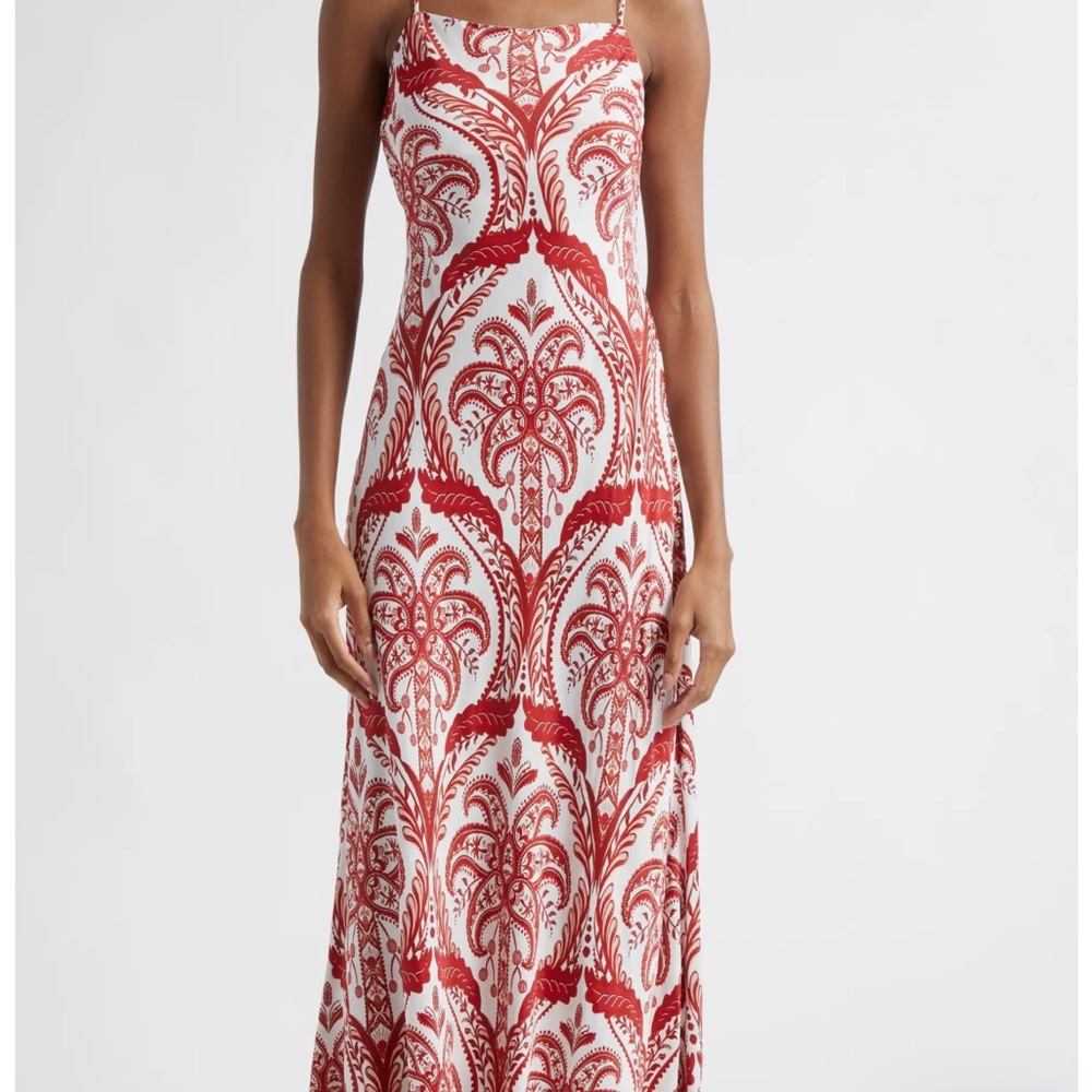 FARM Rio Red and White tropical slip Dress